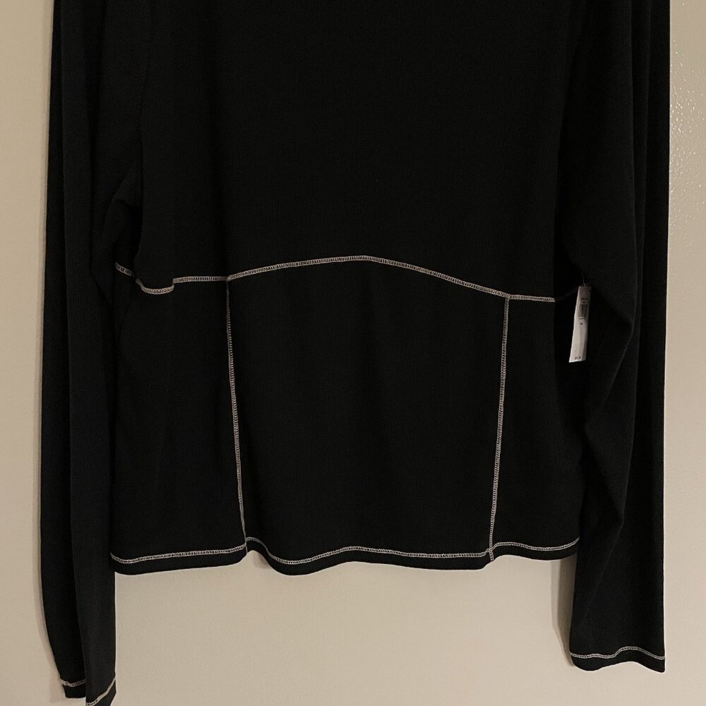 Old Navy Women XXL Black Ribbed Go-Dry Long Sleeve UltraLite Mock-Neck Top NWT - Picture 3 of 11